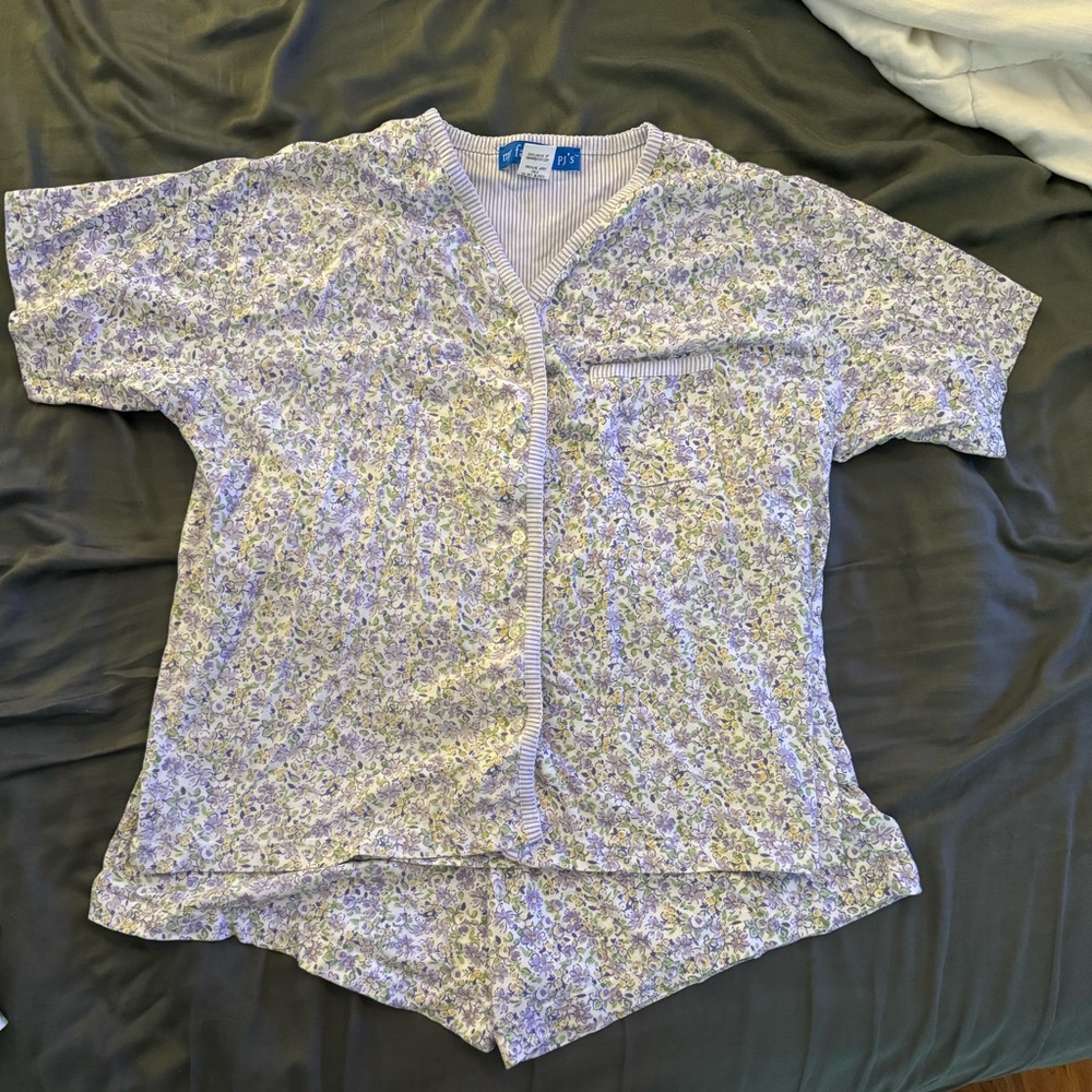 Floral Short Sleeve Pajama Set